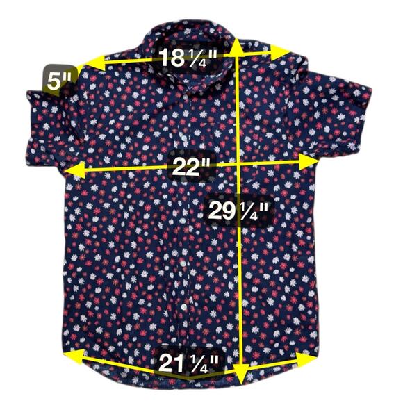 Old Navy Camp Shirt Mens Floral Print Blue Pink Red Short Sleeve Stretch Sz L - Picture 6 of 6